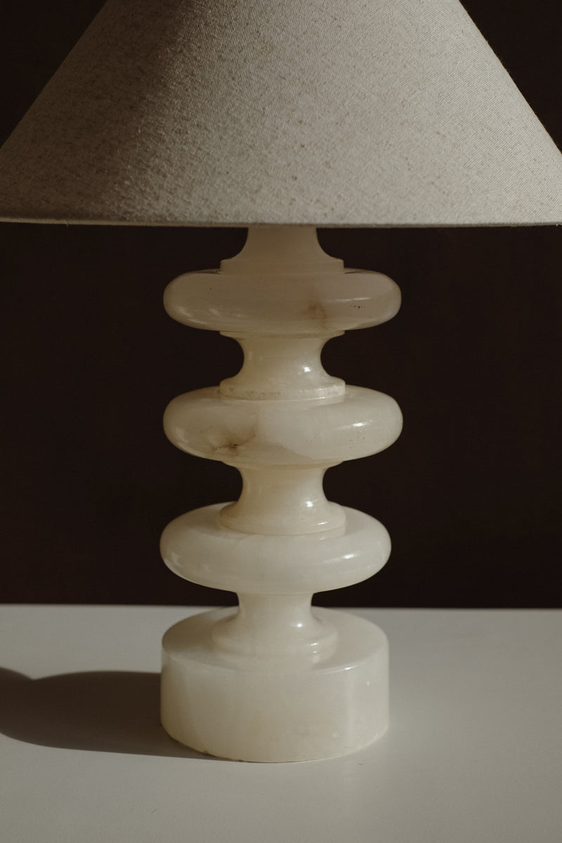 Sculptural Alabaster Table Lamp — close-up of alabaster base details