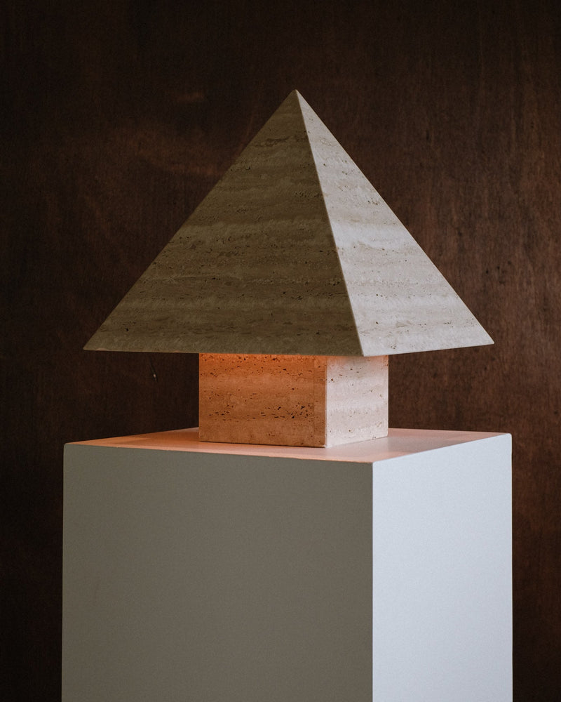 Travertine Pyramid Table Lamp by septembre studios | The Oblist — handcrafted natural stone design