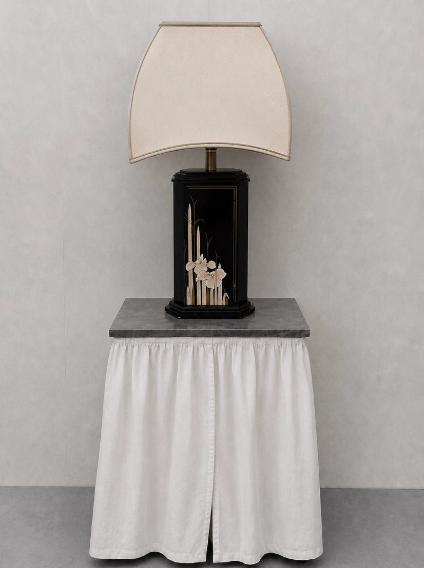 1950s French Vintage Chinoiserie Table Lamp — detail view
