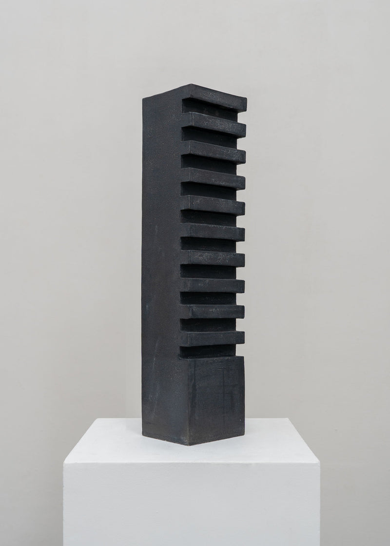 Tall Sculptural Stoneware Vessel by Tom Roberts | The Oblist — handcrafted black stoneware