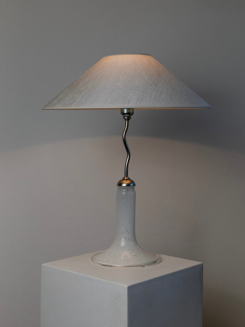 Murano Glass Table Lamp, Italy 1980s by Bottega Jacobs | The Oblist — handcrafted white glass design