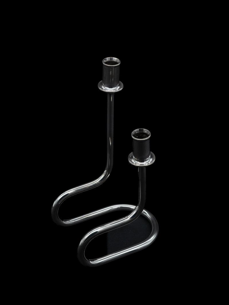 Continuous Loop Candle Holder, Italy, c. 1950s — close-up of polished metal finish