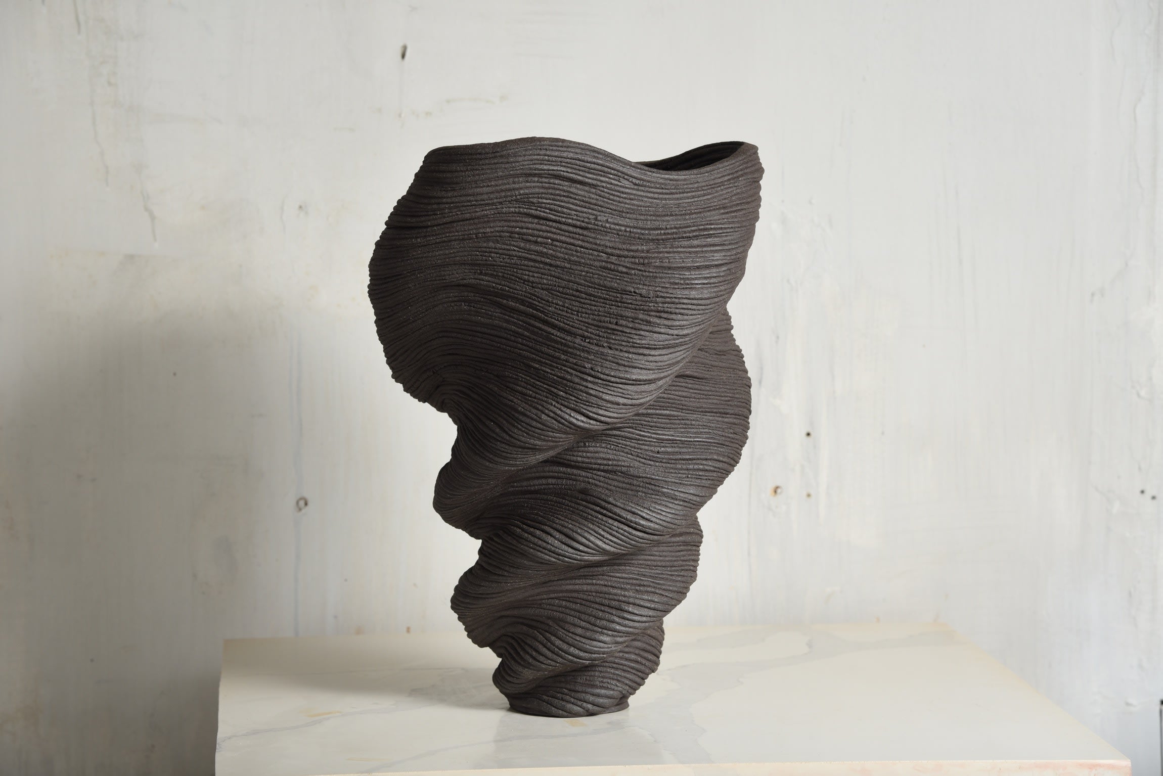 Black Stoneware Vase — alternate view