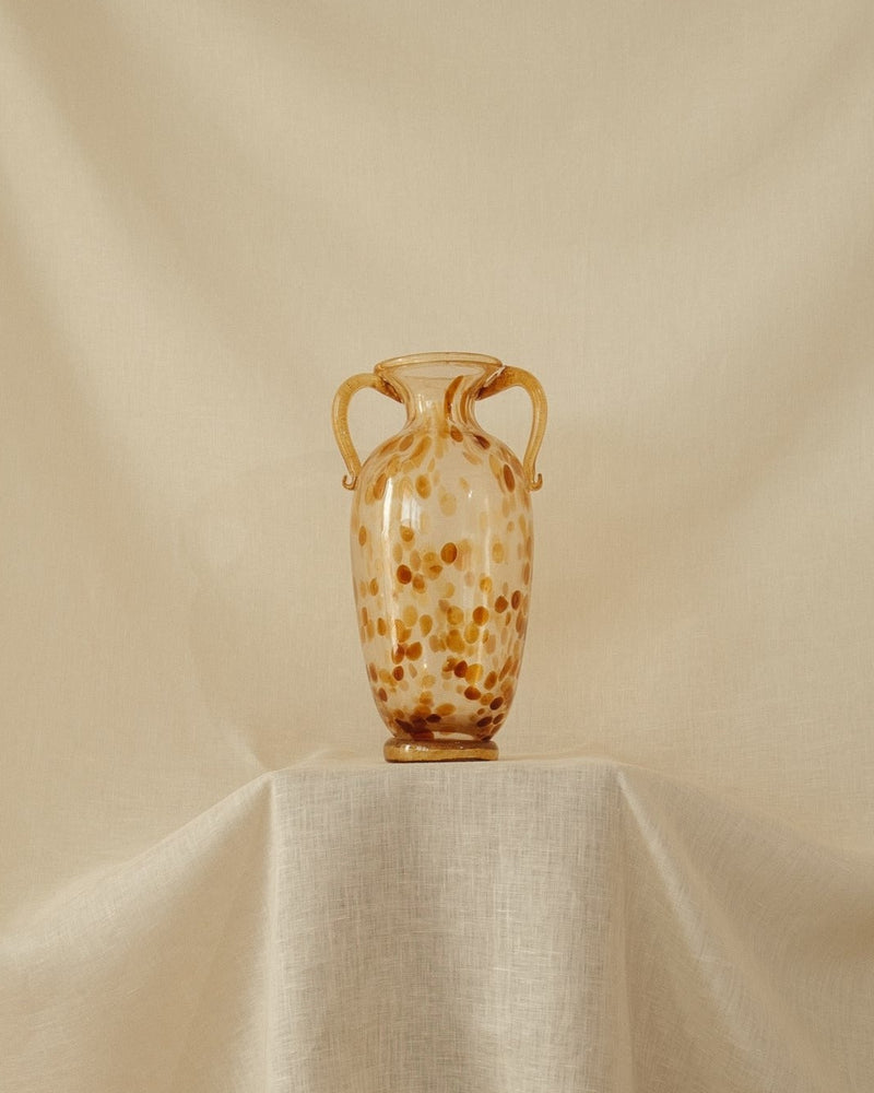 Amber Spotted Glass Amphora Vase — detail view