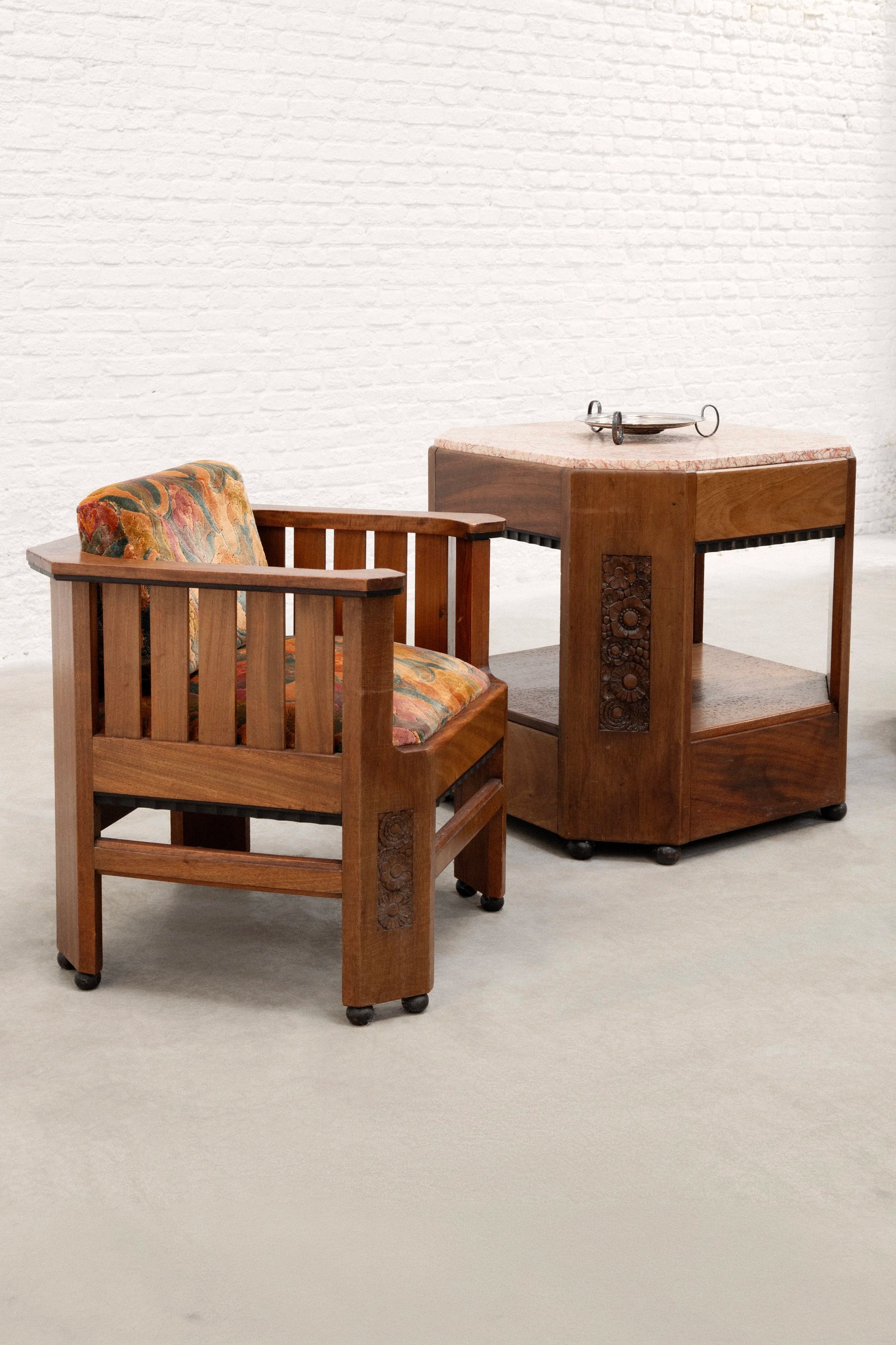 Pair of Amsterdam School Walnut Armchairs, Netherlands, c. 1930 — in context