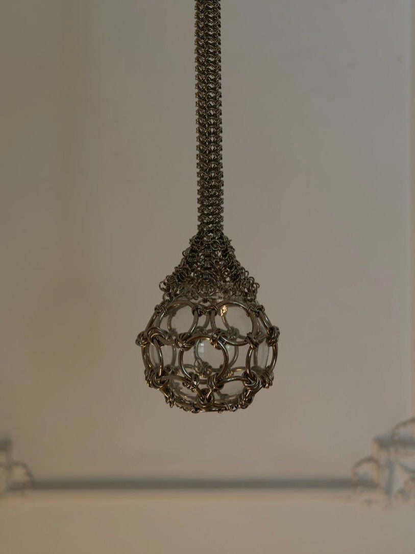 Single-Pendant 'Chainmail Droplet' Chandelier — side angle