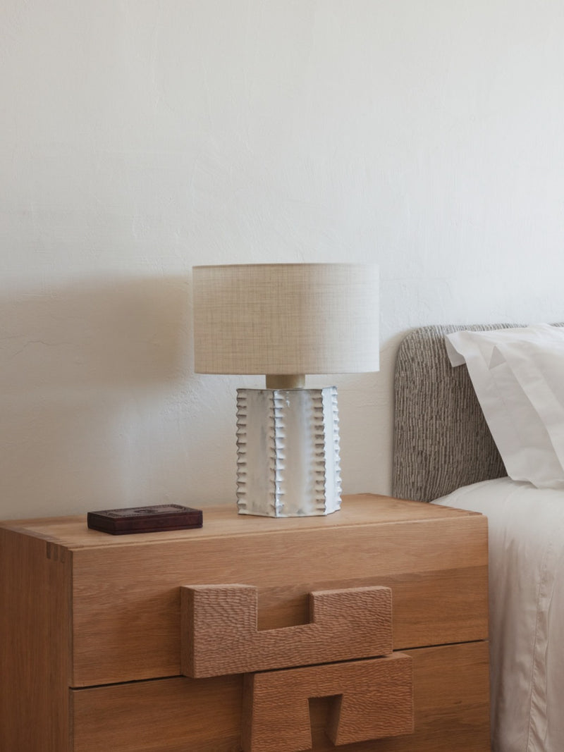 Totem Table Light by Project 213A | The Oblist — glass base, neutral shade