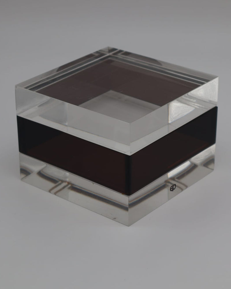 Mid-Century Modern Acrylic Cube Box, Italy, 1970s by Forma Finds | The Oblist — clear and dark acrylic