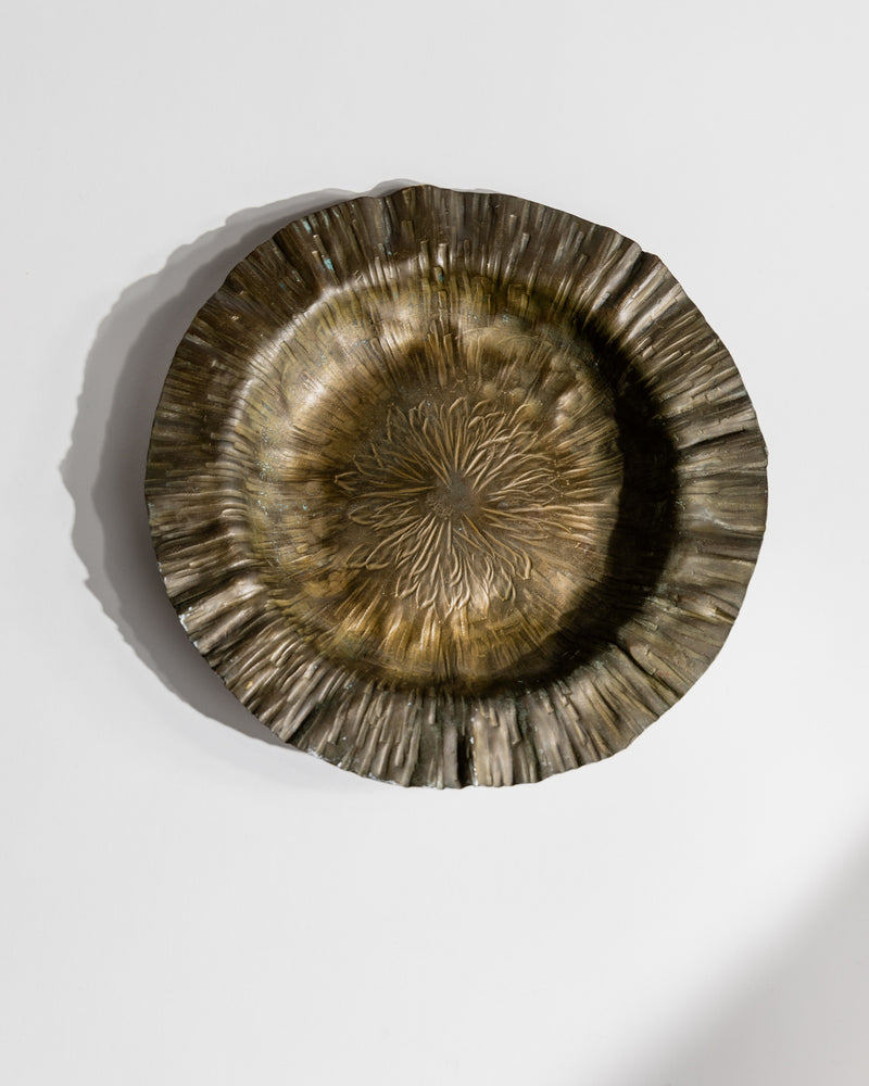 1960s brass decorative bowl with radial fluted design by Marioni
