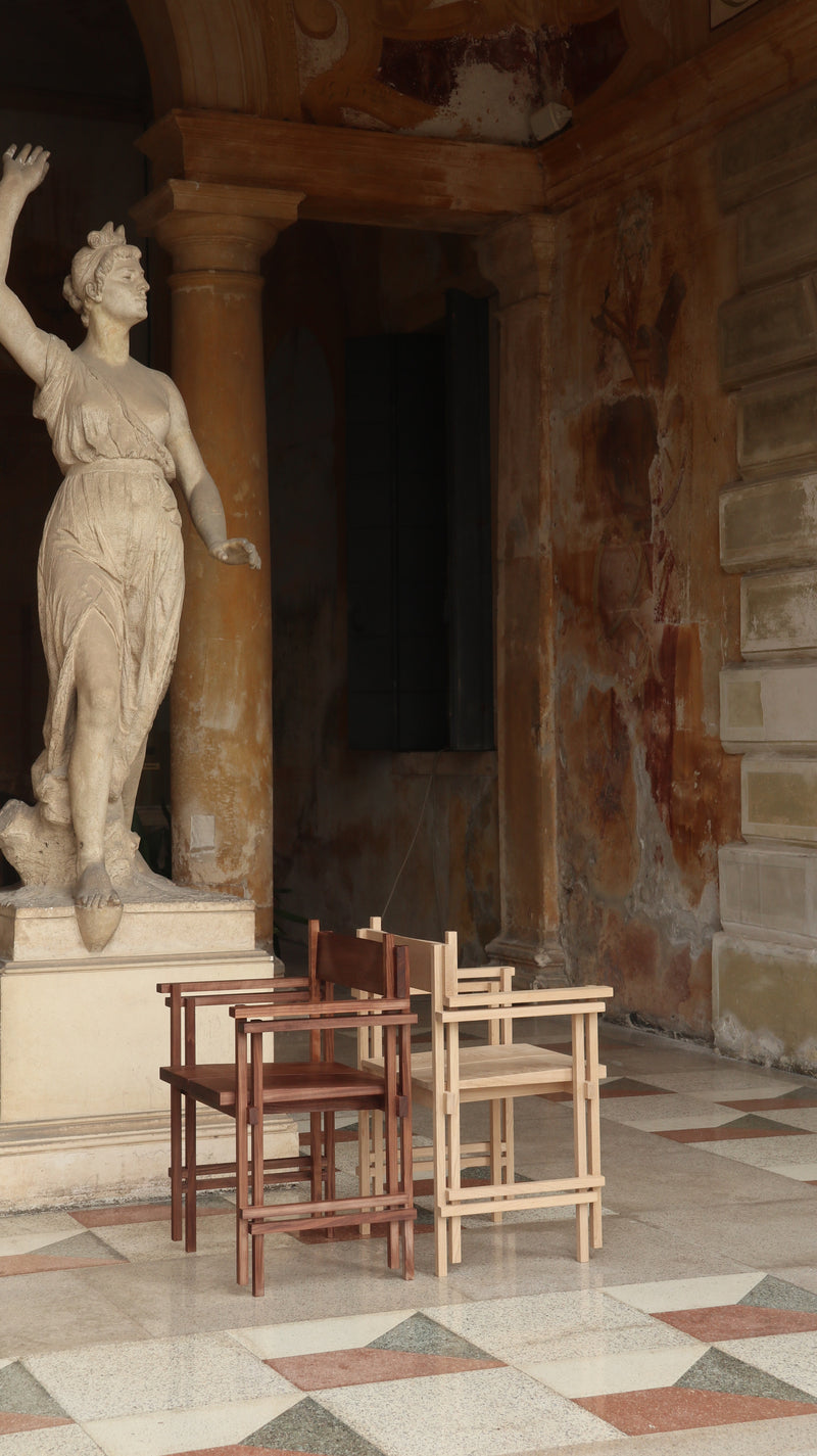 Stack chair with armrests by Filippo Andrighetto | The Oblist — wooden, contemporary design