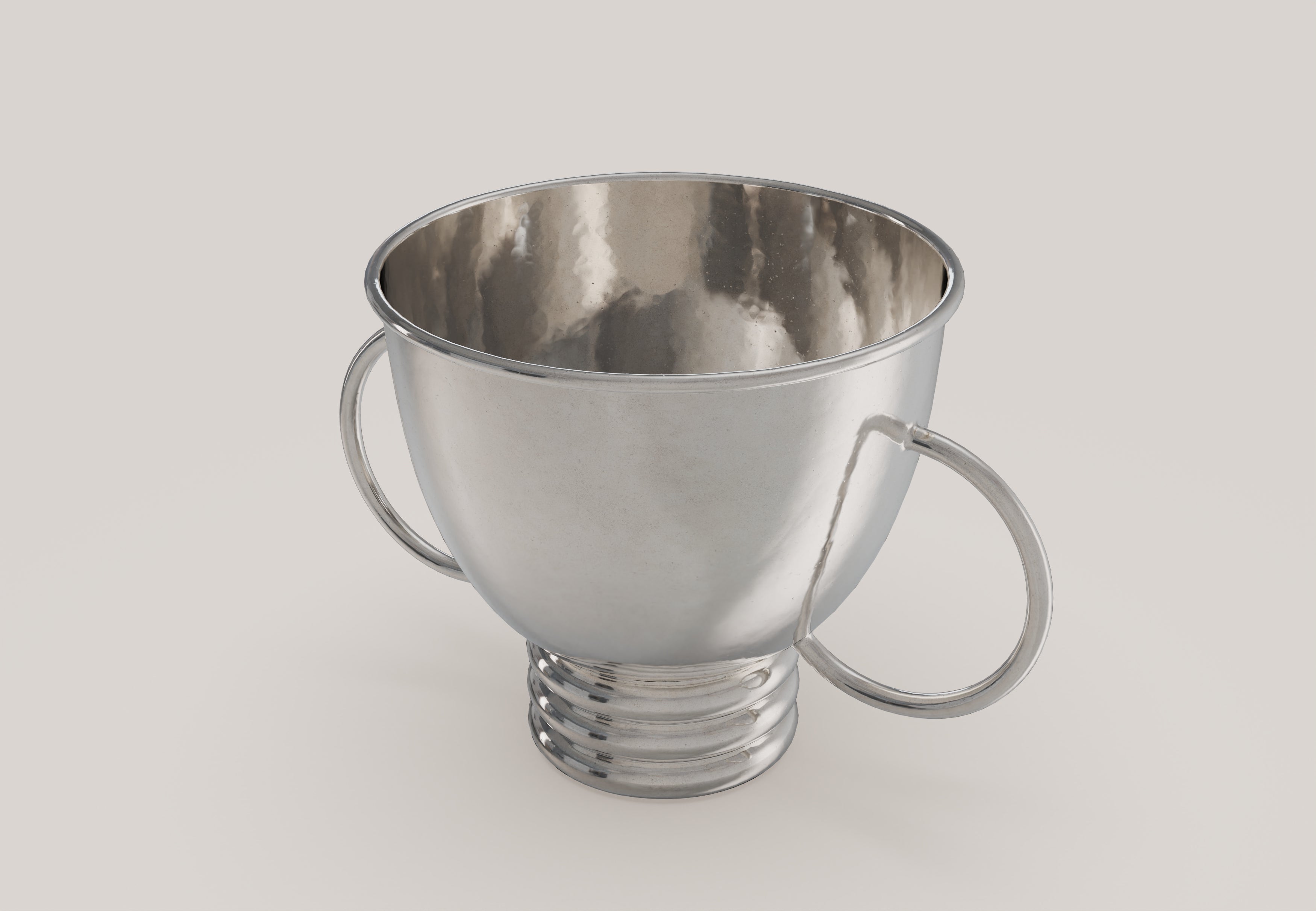 ECHO V2 Wine Bucket for Three Bottle in Pewter — angled view highlighting polished surface
