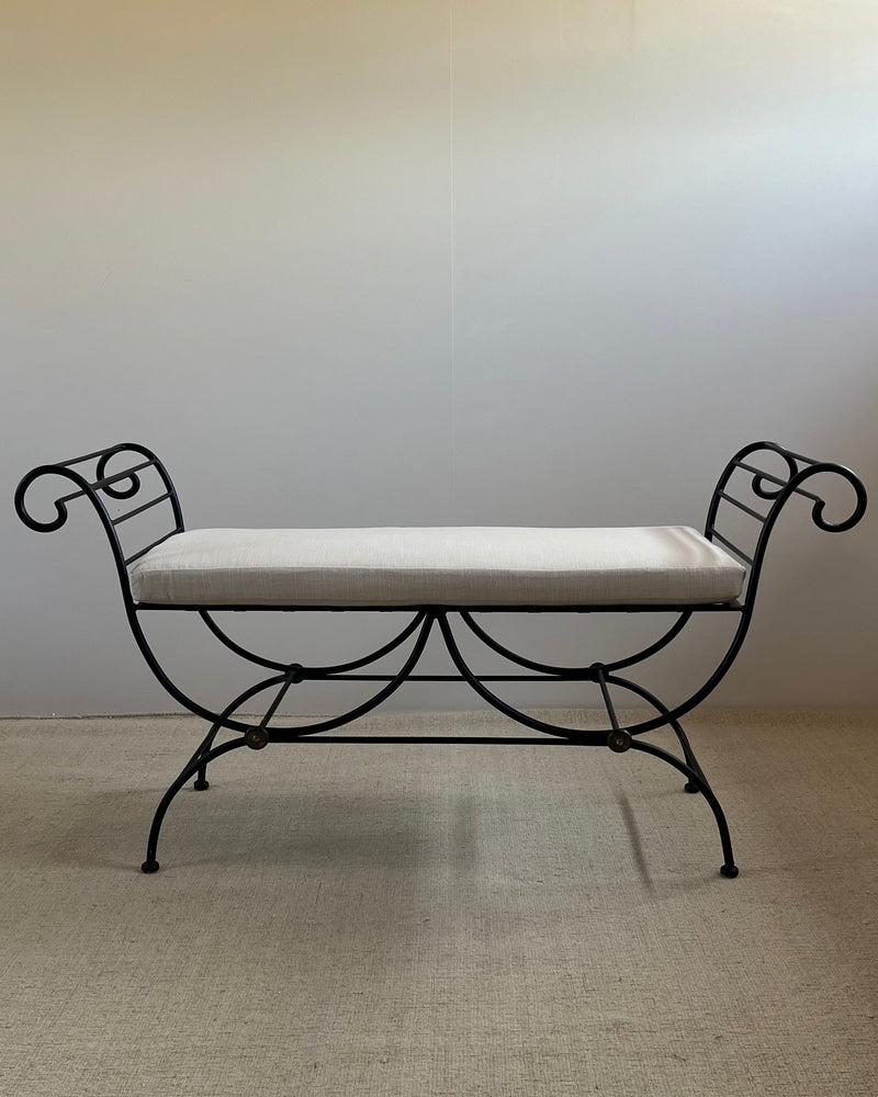 French Wrought Iron Curule Bench by Maud Vaughan | The Oblist
