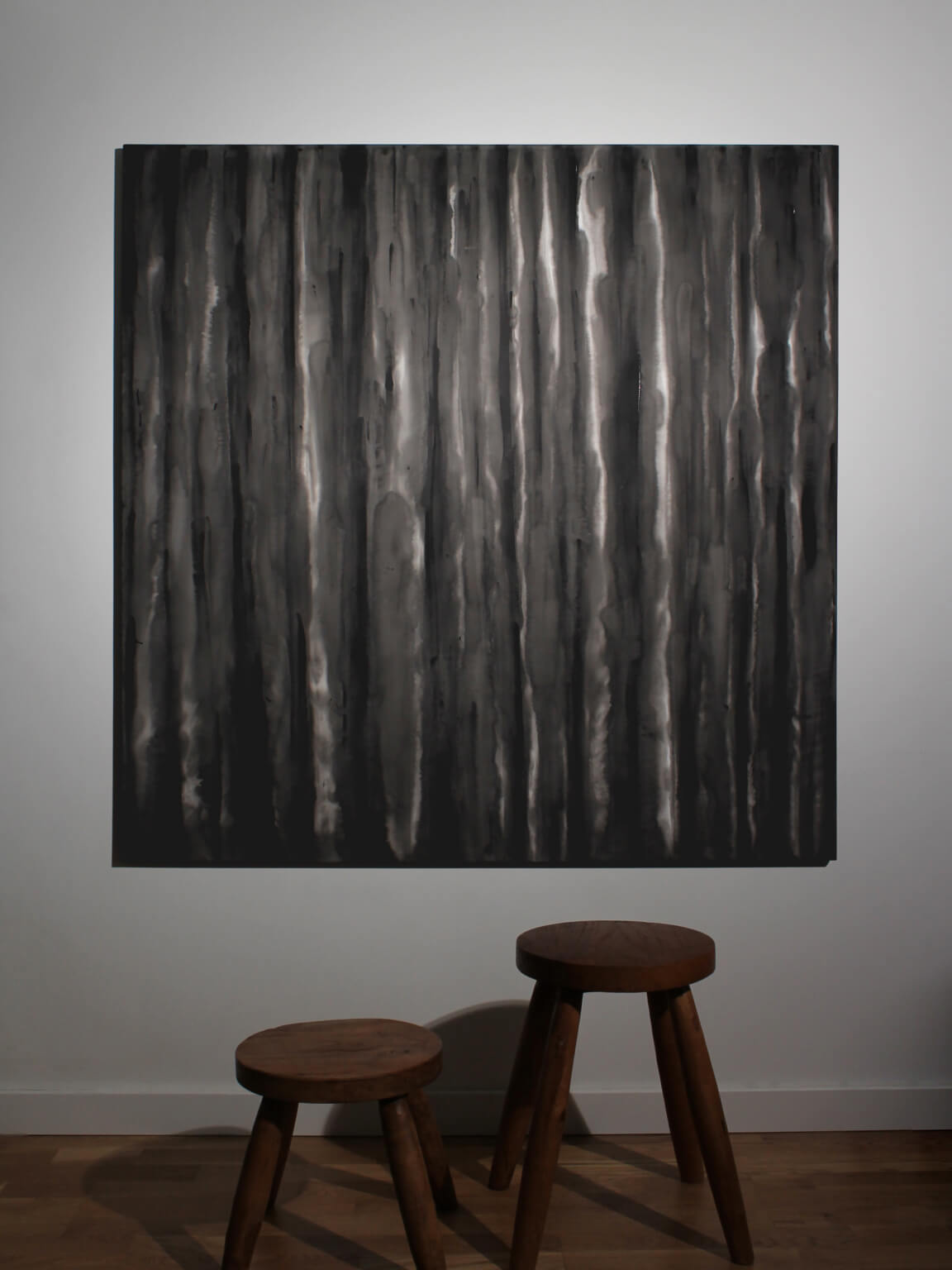 Vertical Organic Lines In Black And White By Karina Savonenko, 120x120cm — additional view