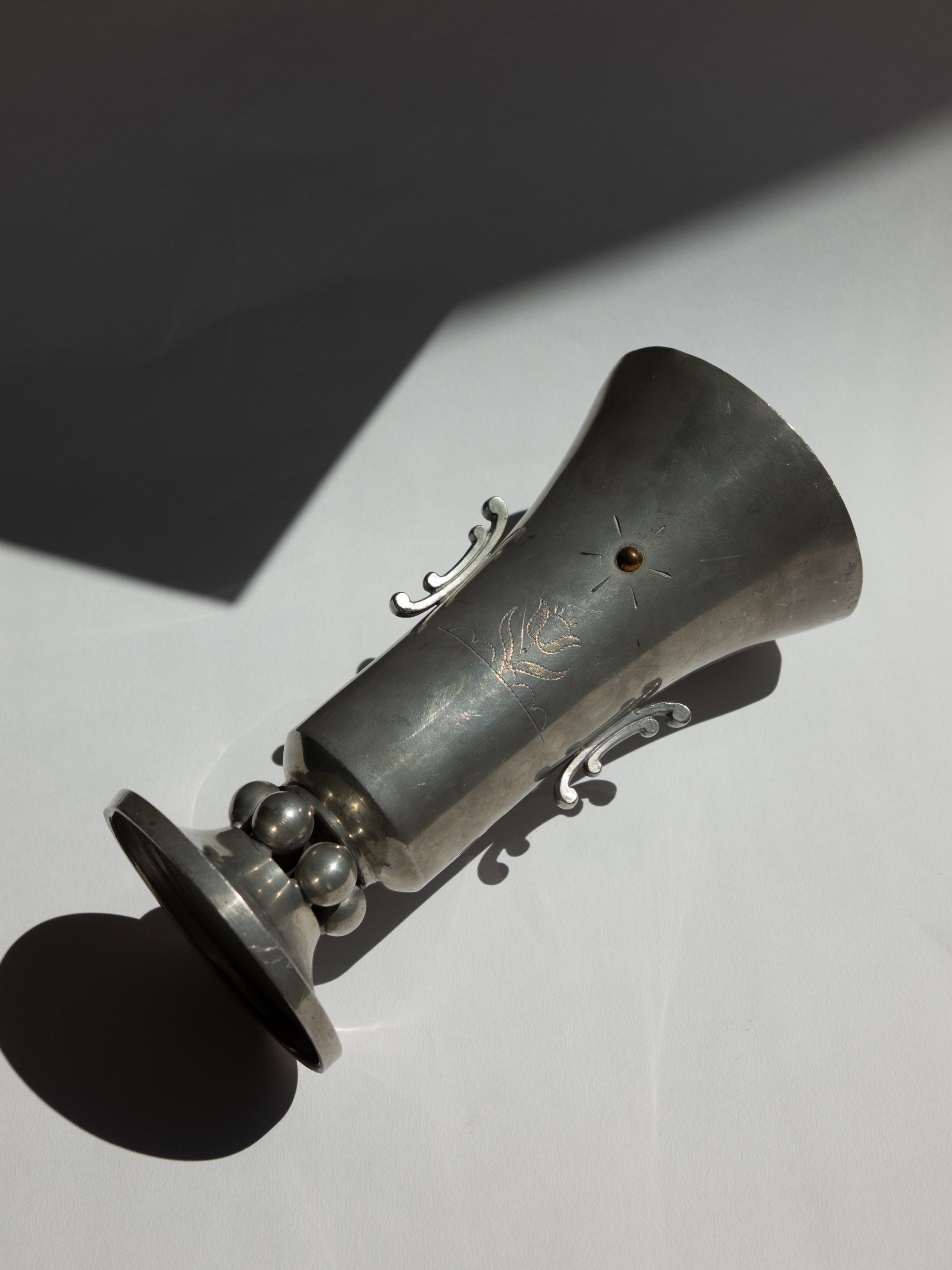 Swedish Grace Pewter Sunburst & Tulip Vase by J.L. Hultman for Svenskt Tenn — additional view