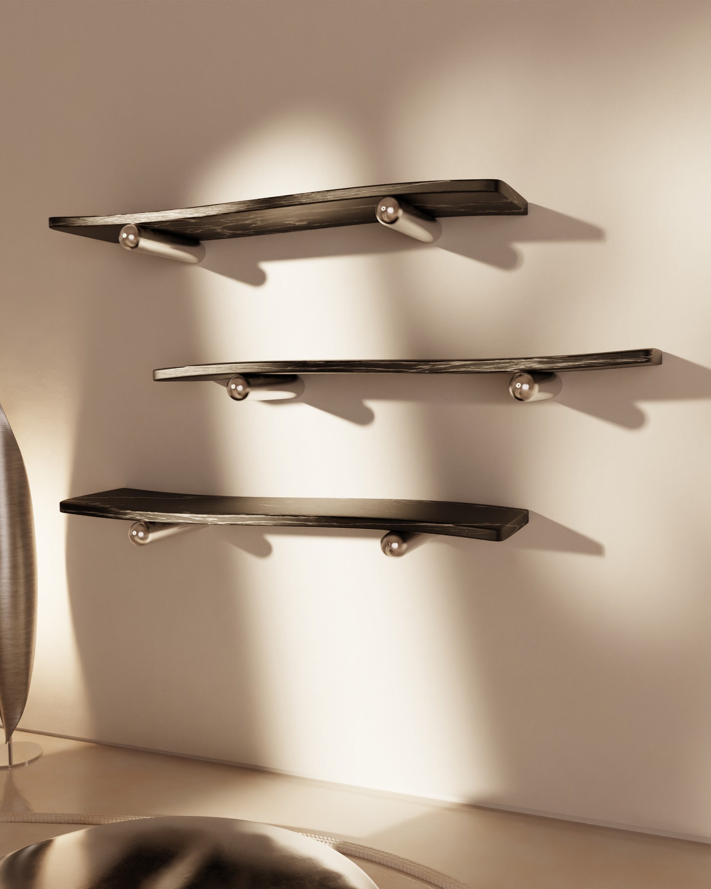 “VELO” Shelves | Marble Stainless Steel