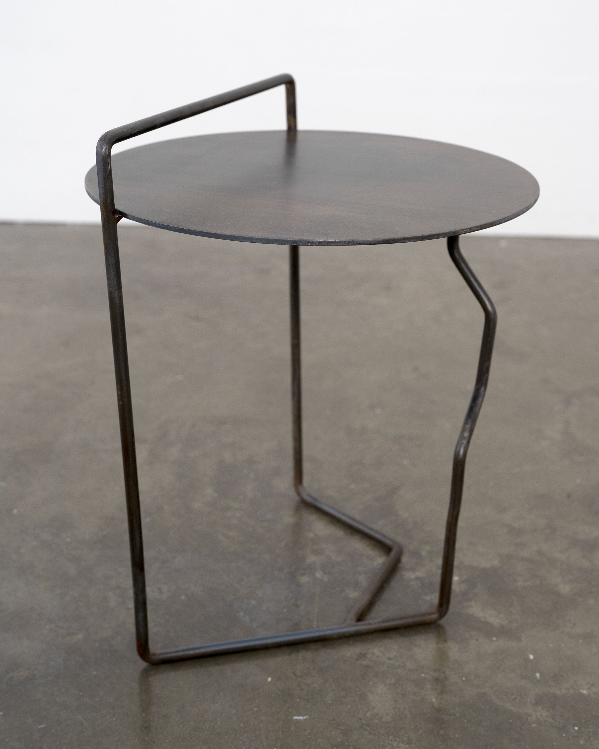 Sculptural Patinated Steel Side Table
