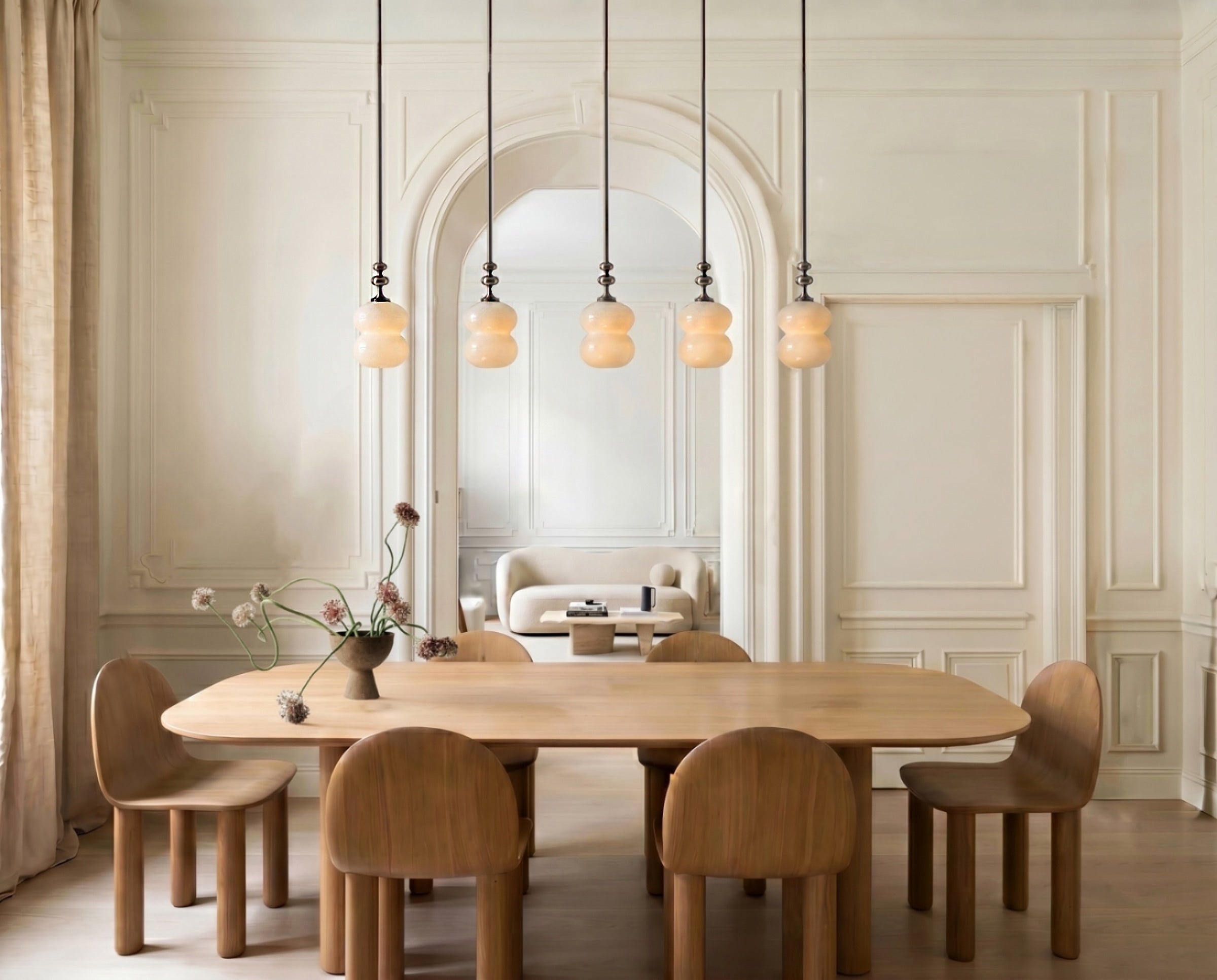 SkLO + AvroKO Oestre Pendant - Light Beige glass, Antique Brass finish — view 9