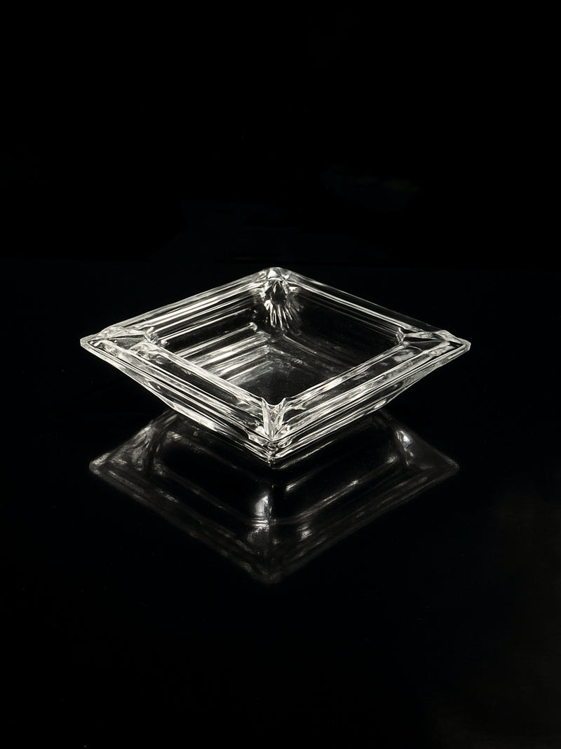 Italian Art Deco crystal glass ashtray by Dodo Vintage | The Oblist — clear glass material