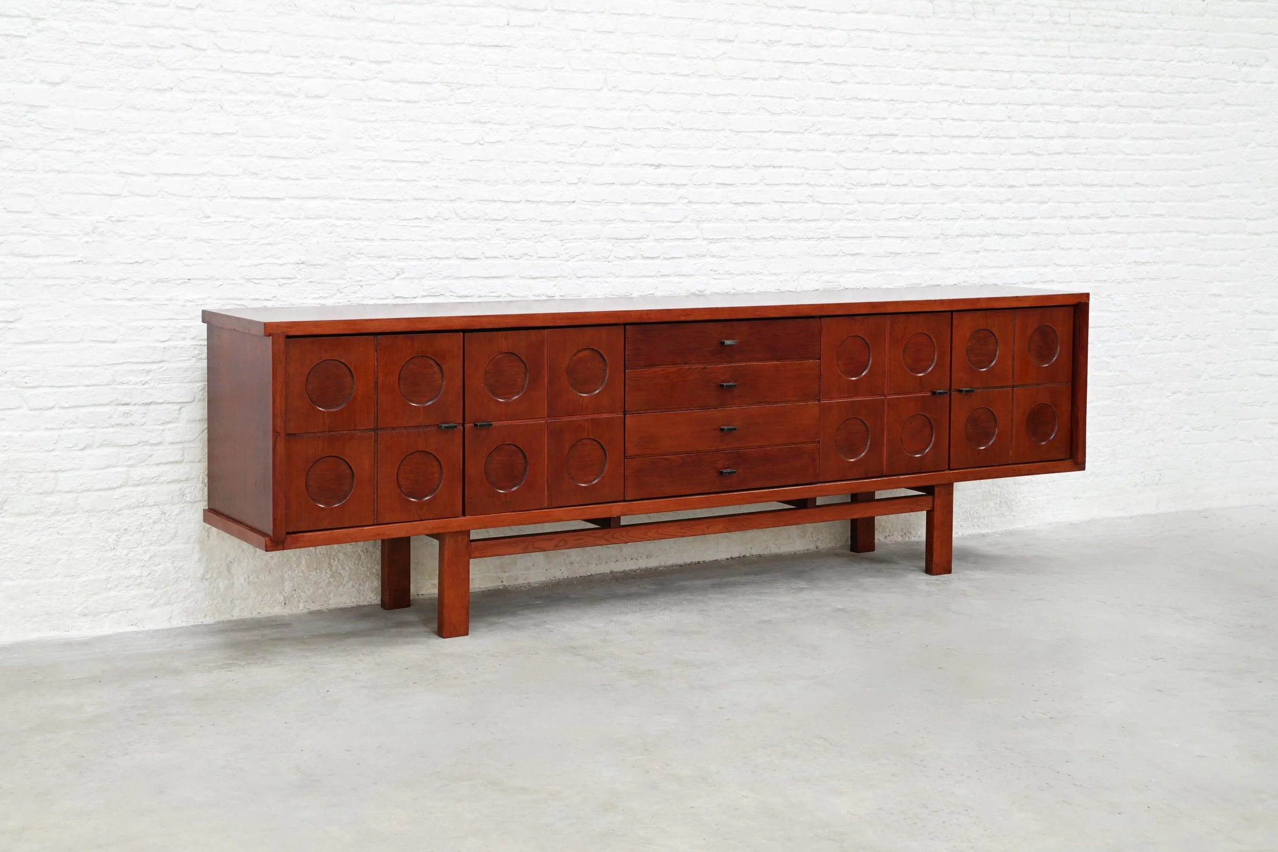 Brutalist Oak Sideboard, Belgium, 1970s — side angle