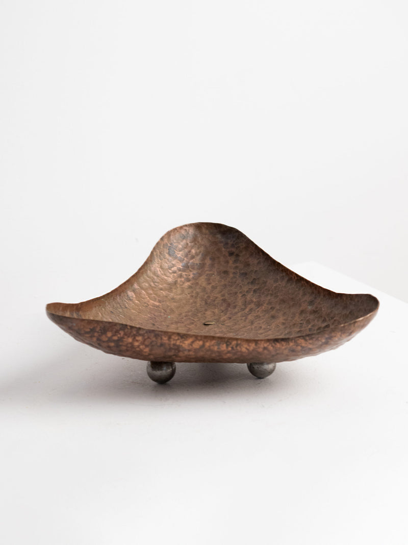 Hand-Hammered Copper Tray on Ball Feet, Scandinavian Craft, 1950s by Studio Ecubed | The Oblist