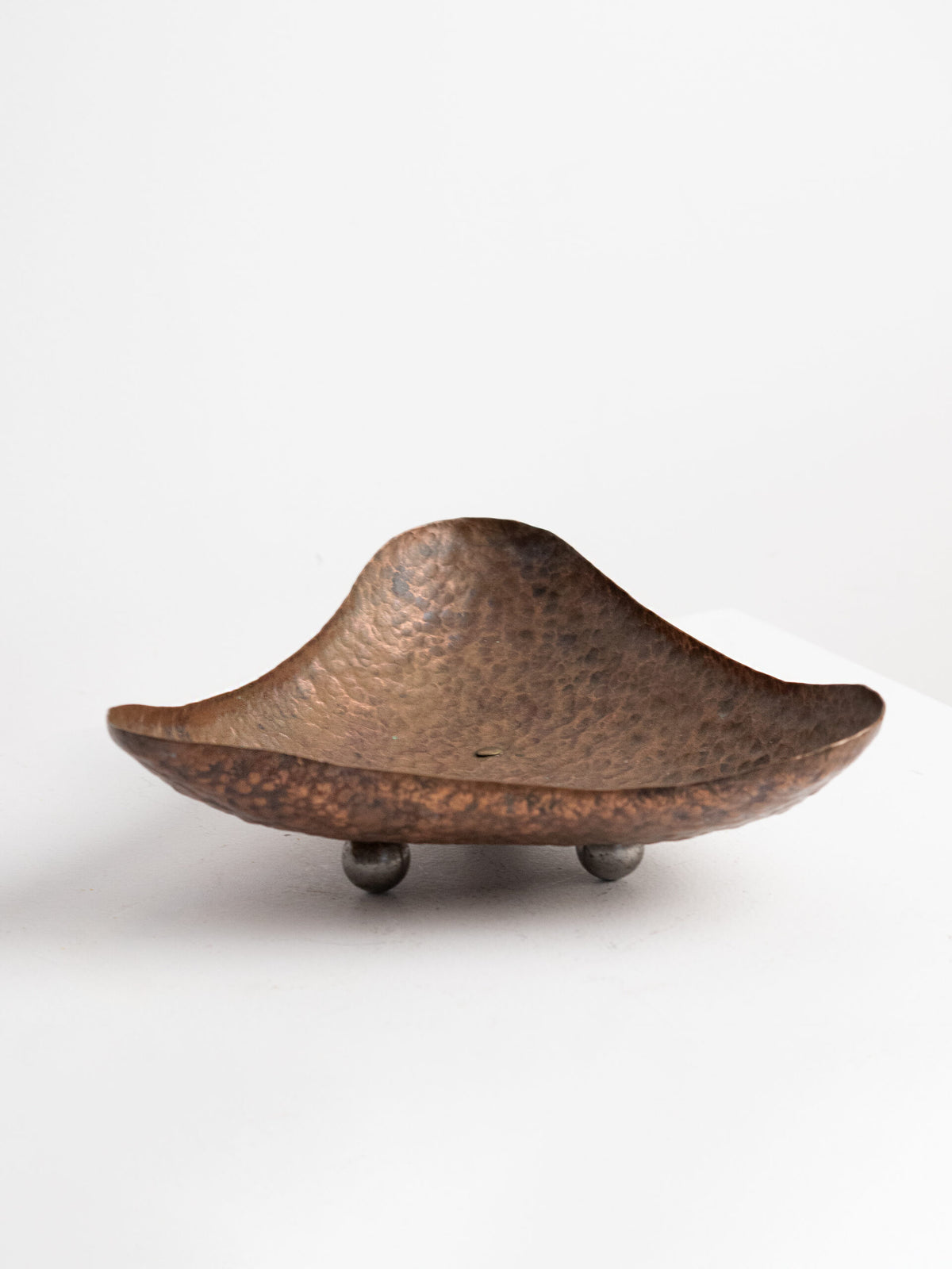 Hand-Hammered Copper Tray on Ball Feet, Scandinavian Craft, 1950s by Studio Ecubed | The Oblist