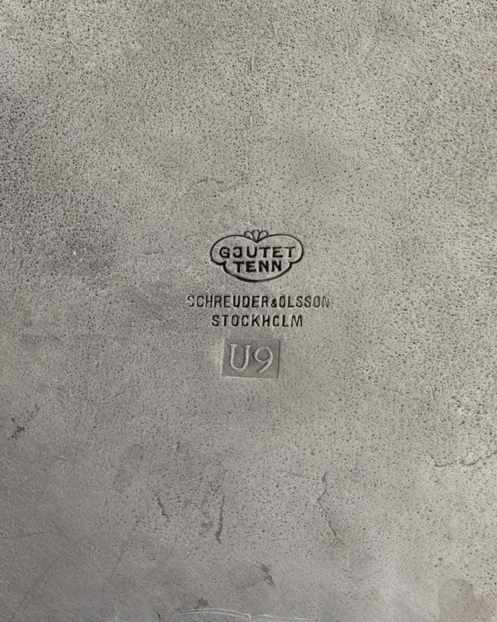 Large Art Nouveau-Style Pewter Plate by Olof Ahlberg, Sweden — close-up
