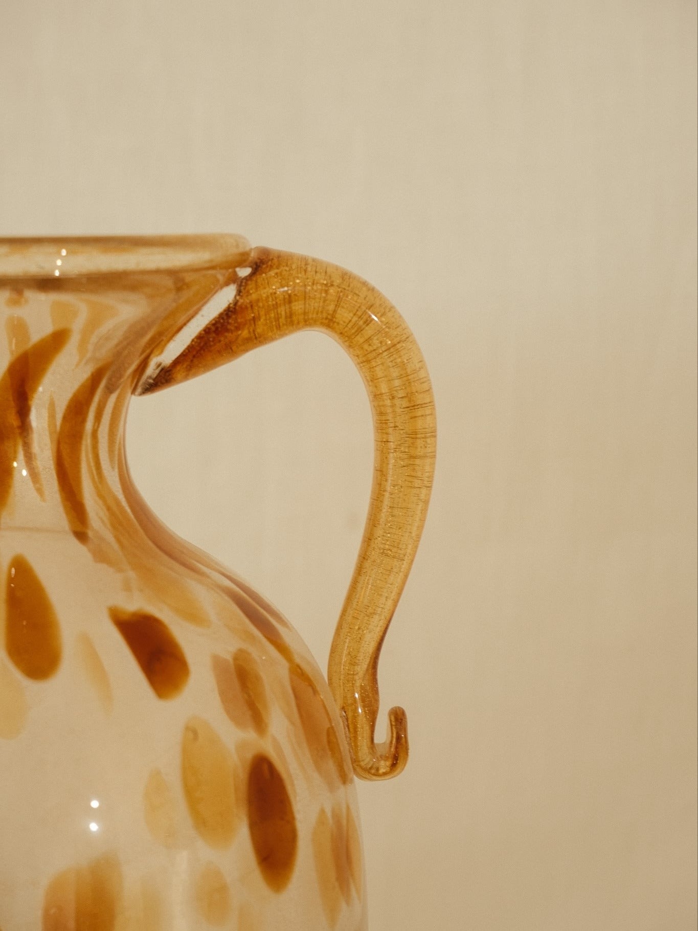 Amber Spotted Glass Amphora Vase — close-up