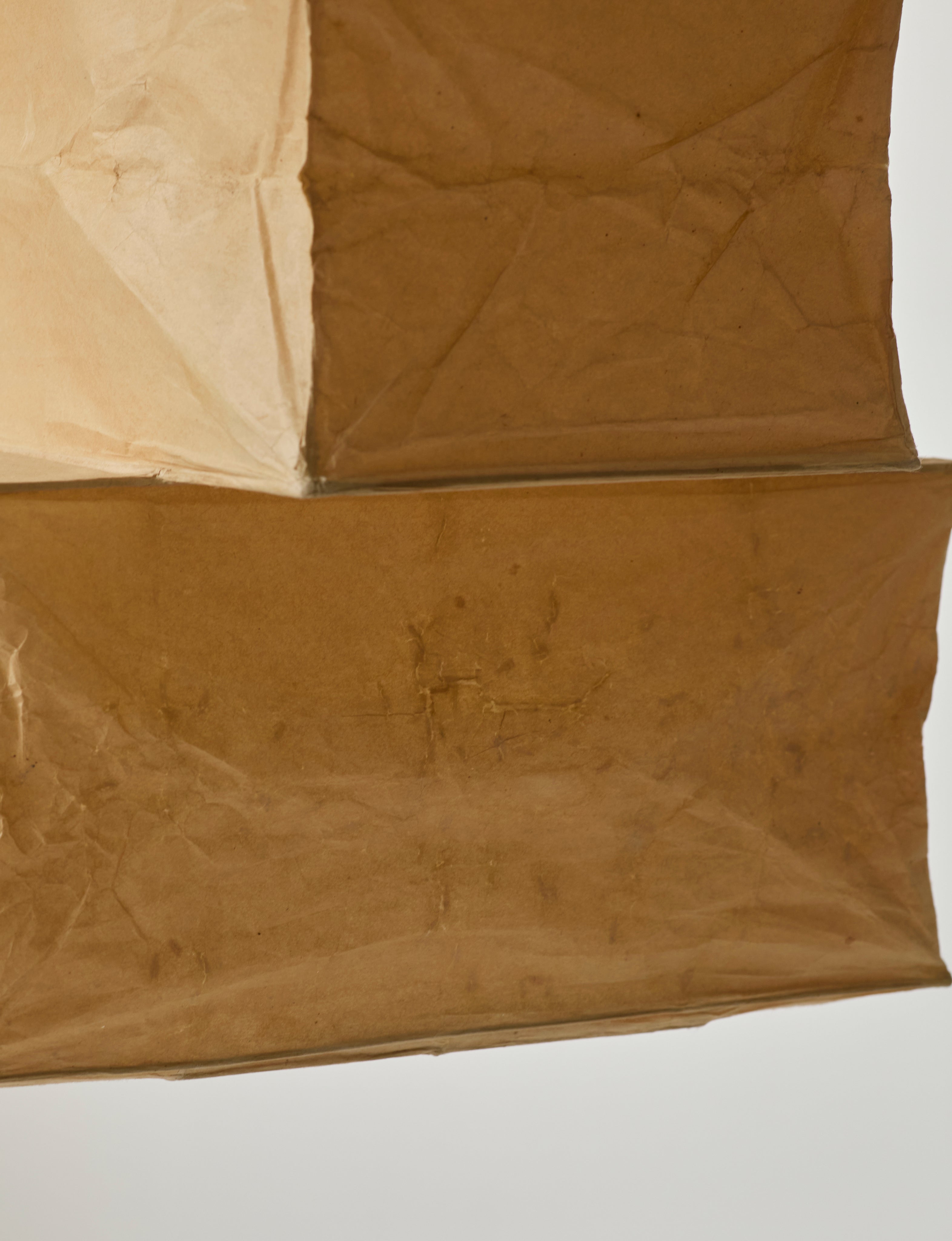 Rare Early Isamu Noguchi Akari 30P Pendant Light Sculpture Circa 1971 — close-up of textured paper shade