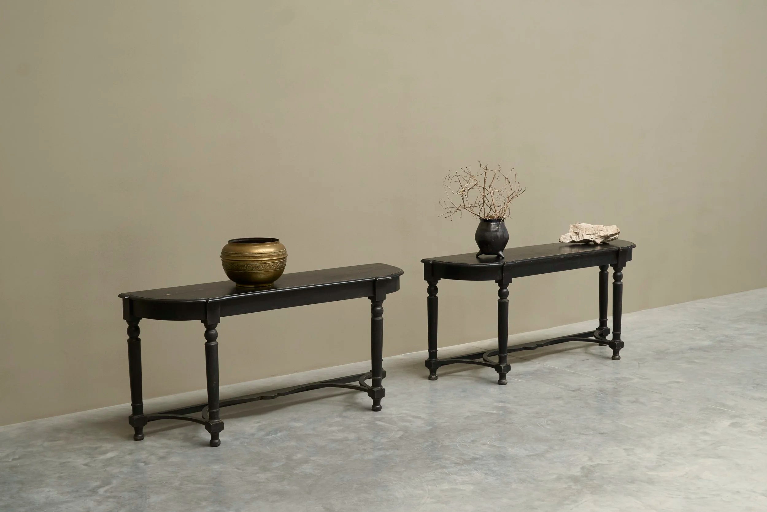 Pair of Ebonized Console Tables Early 19th Century — lifestyle setting