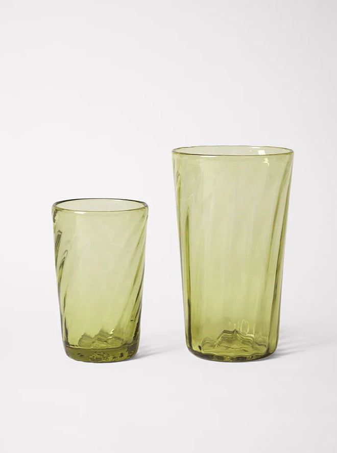 Karl Glass Large - Set of Four — side view of green glass drinkware