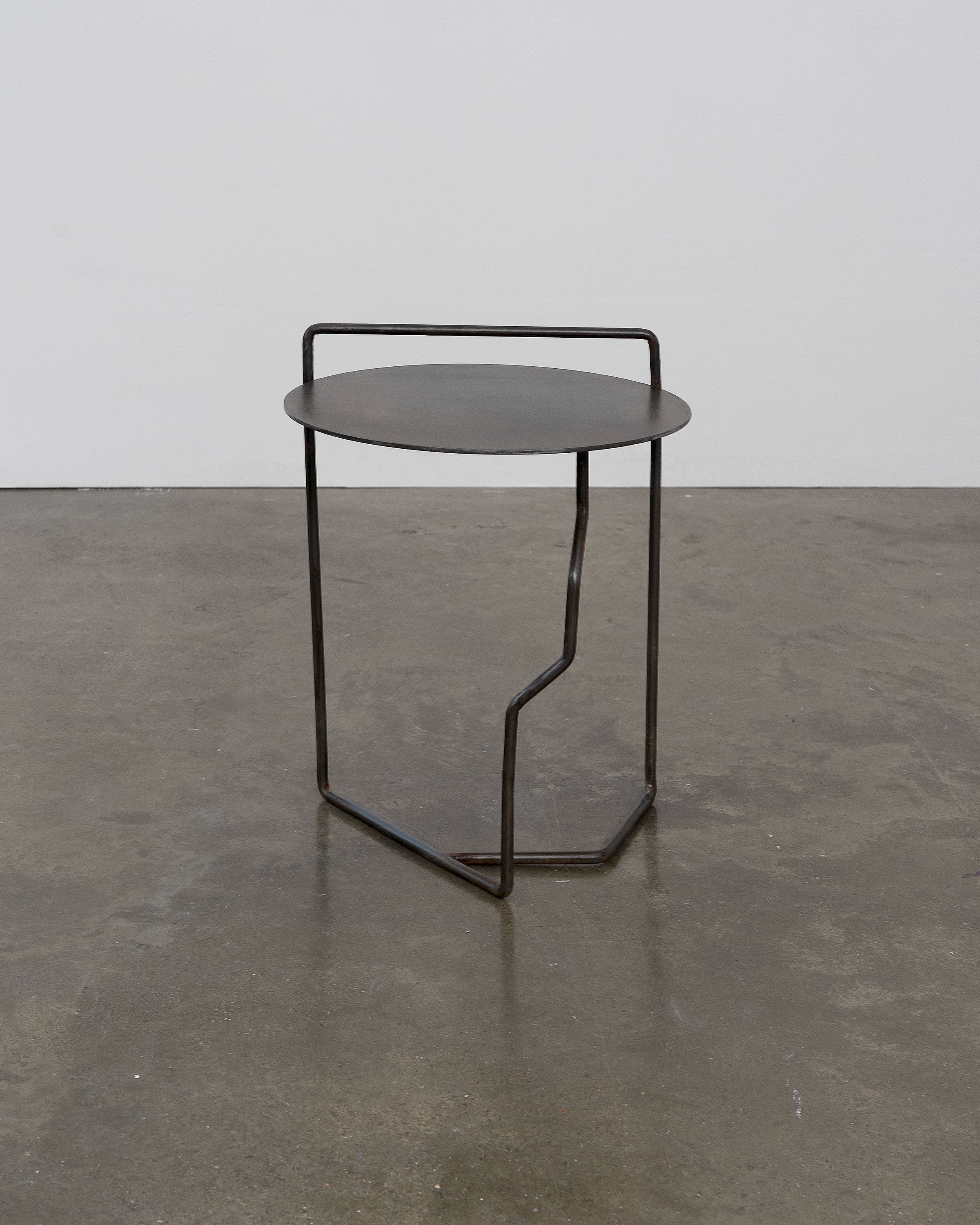 Sculptural Patinated Steel Side Table