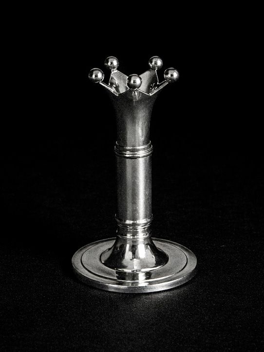 1960s Scandinavian Vintage Chrome Crown Candlestick by Blisse | The Oblist