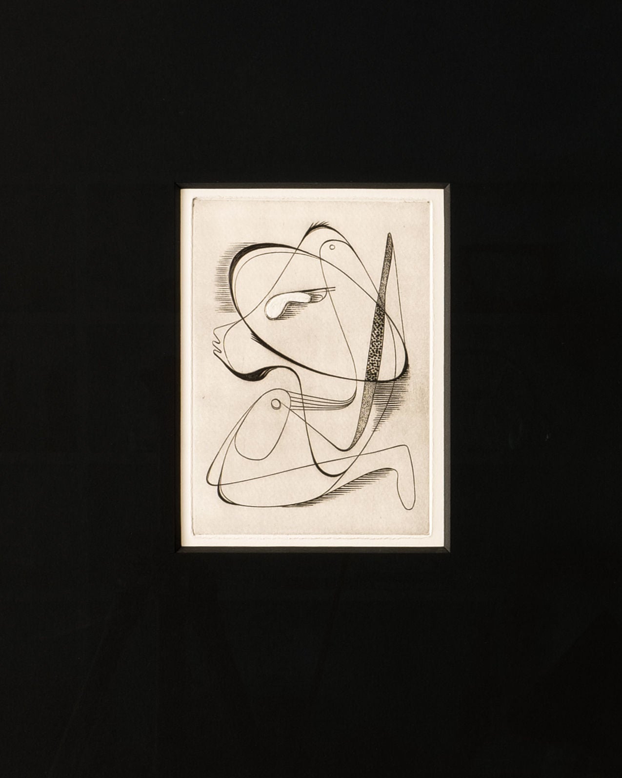 Surrealist Engraving Painting Sylvain Durand — close-up of black ink lines on textured paper