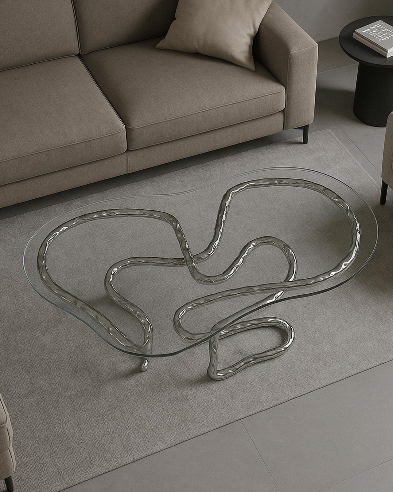 Stainless Steel Coffee Table - Lasso Series by Nitush Aroosh — close-up