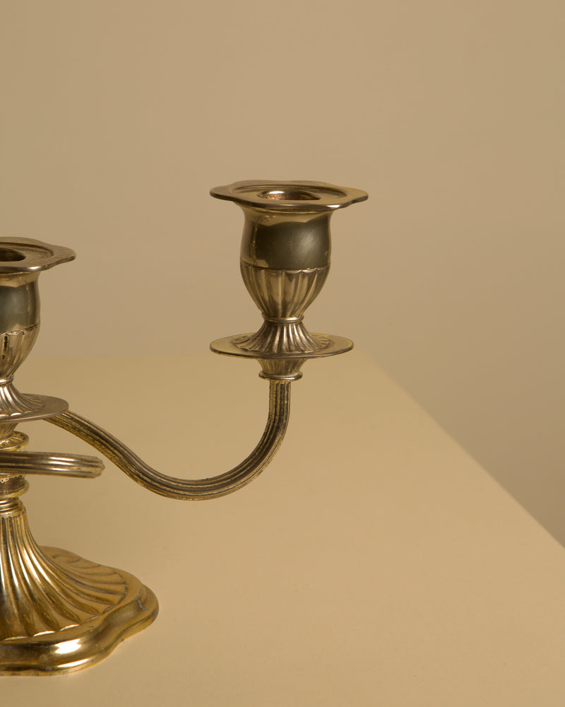 Italian "Medusa" Metal Candleholders, 1960s — close-up of polished metal finish