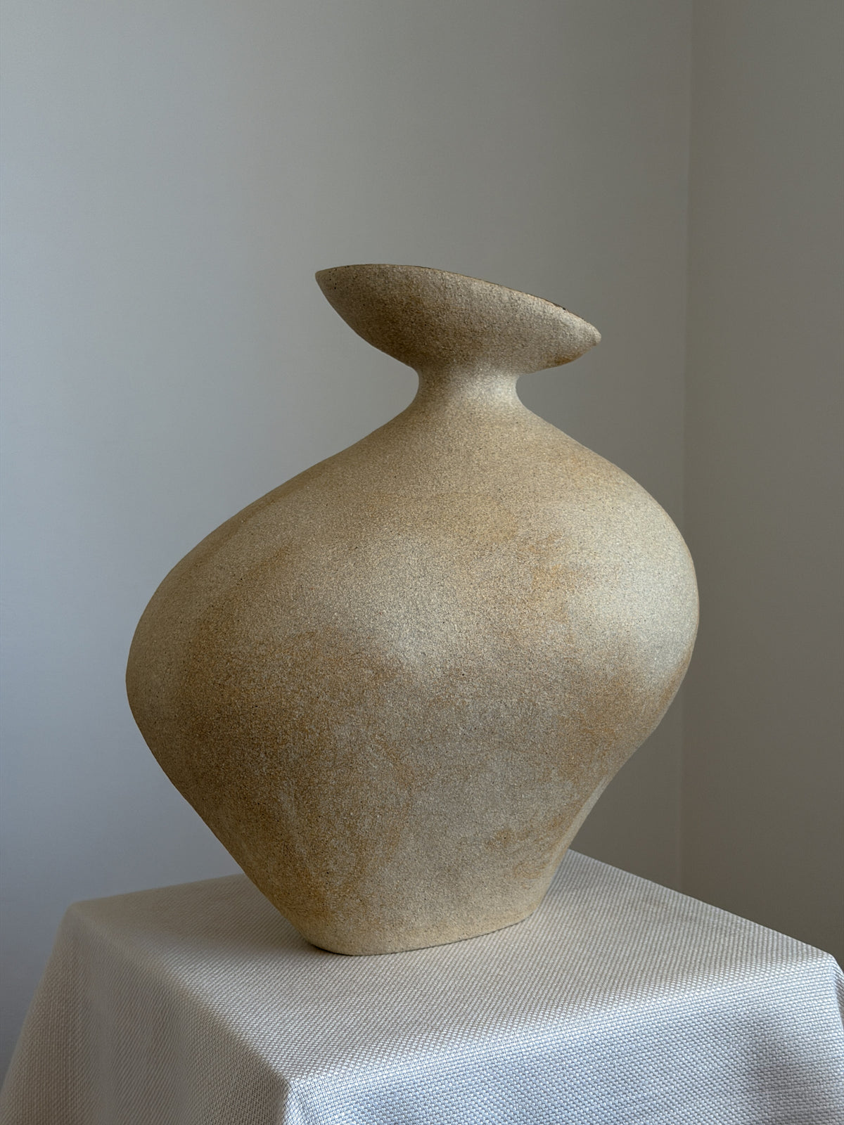 Asymmetric Vase in Ceramic and Stone | Wabi-sabi Sculptural Vase — lifestyle setting
