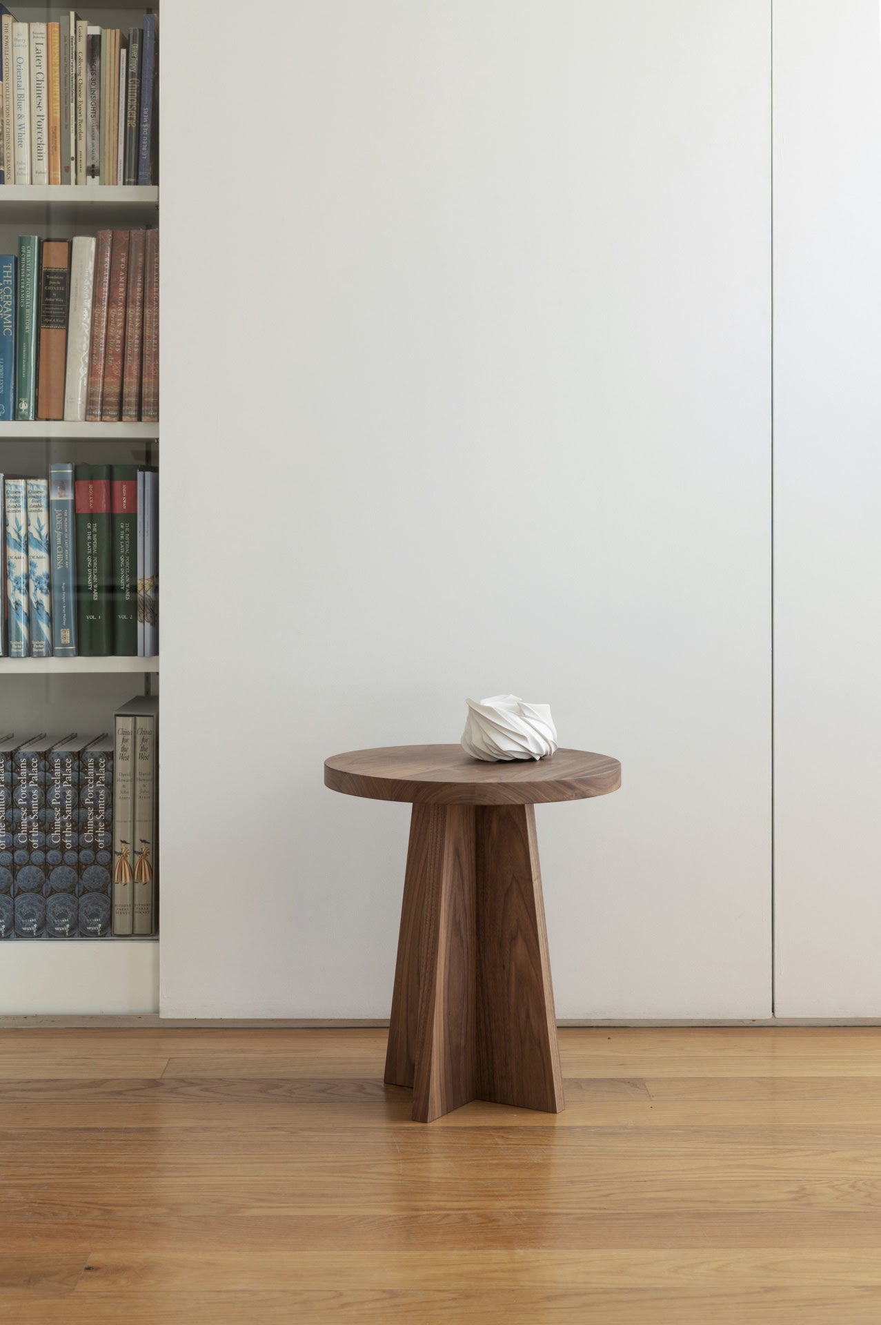 Round Side Table in Oak and Ash - Collection — side angle