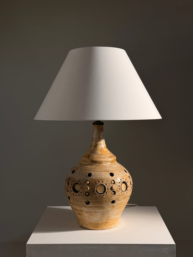 Large ceramic table lamp by Georges Pelletier, circa 1960 — lifestyle setting