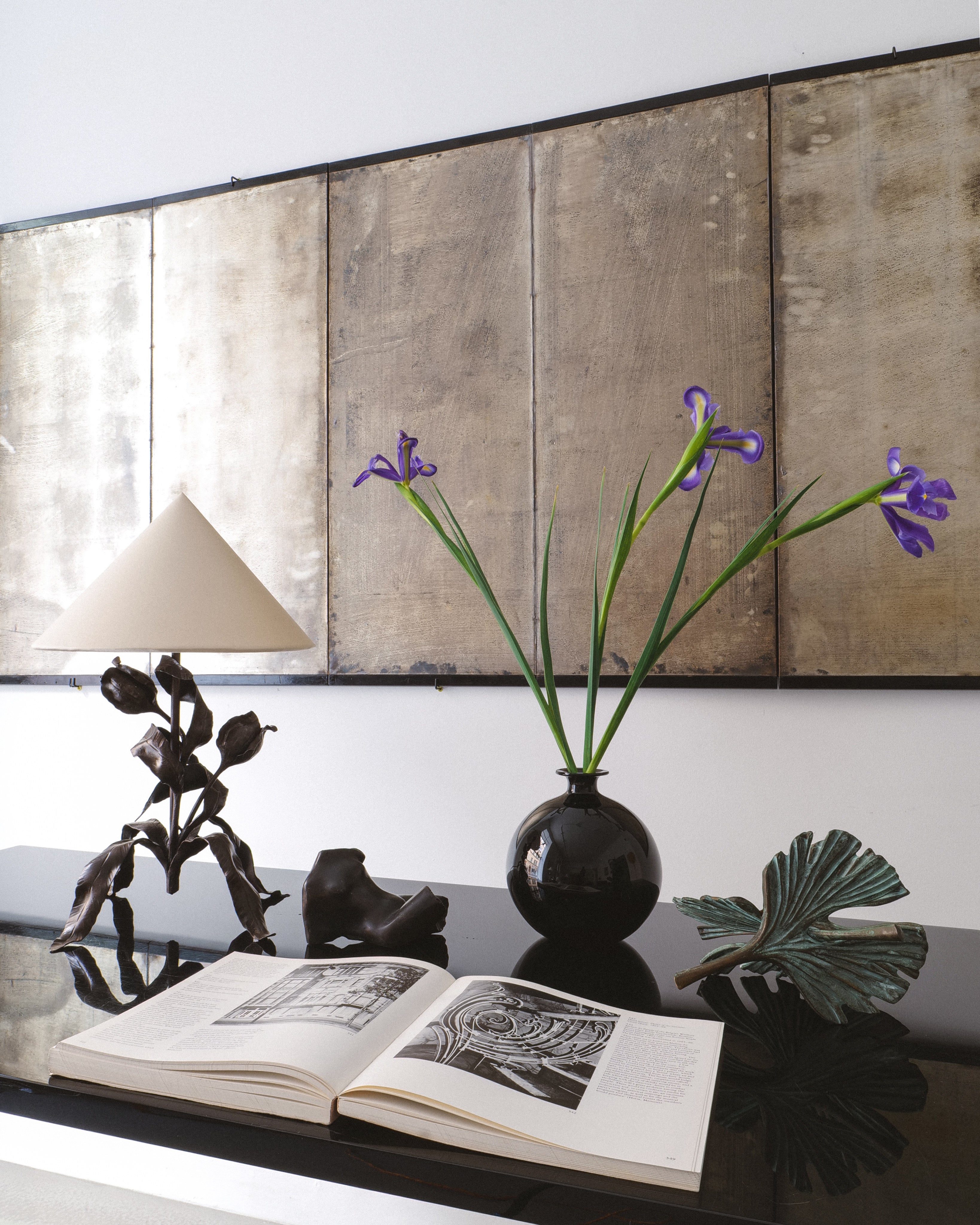 Wilting Flower Wrought Iron Table Lamp 1920s