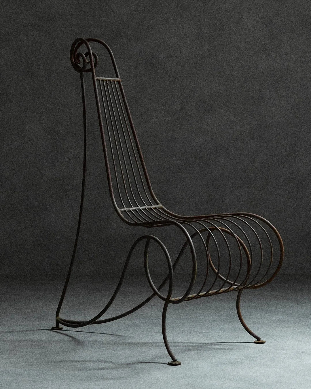 Spine Chair and Table in the Style of André Dubreuil — side angle