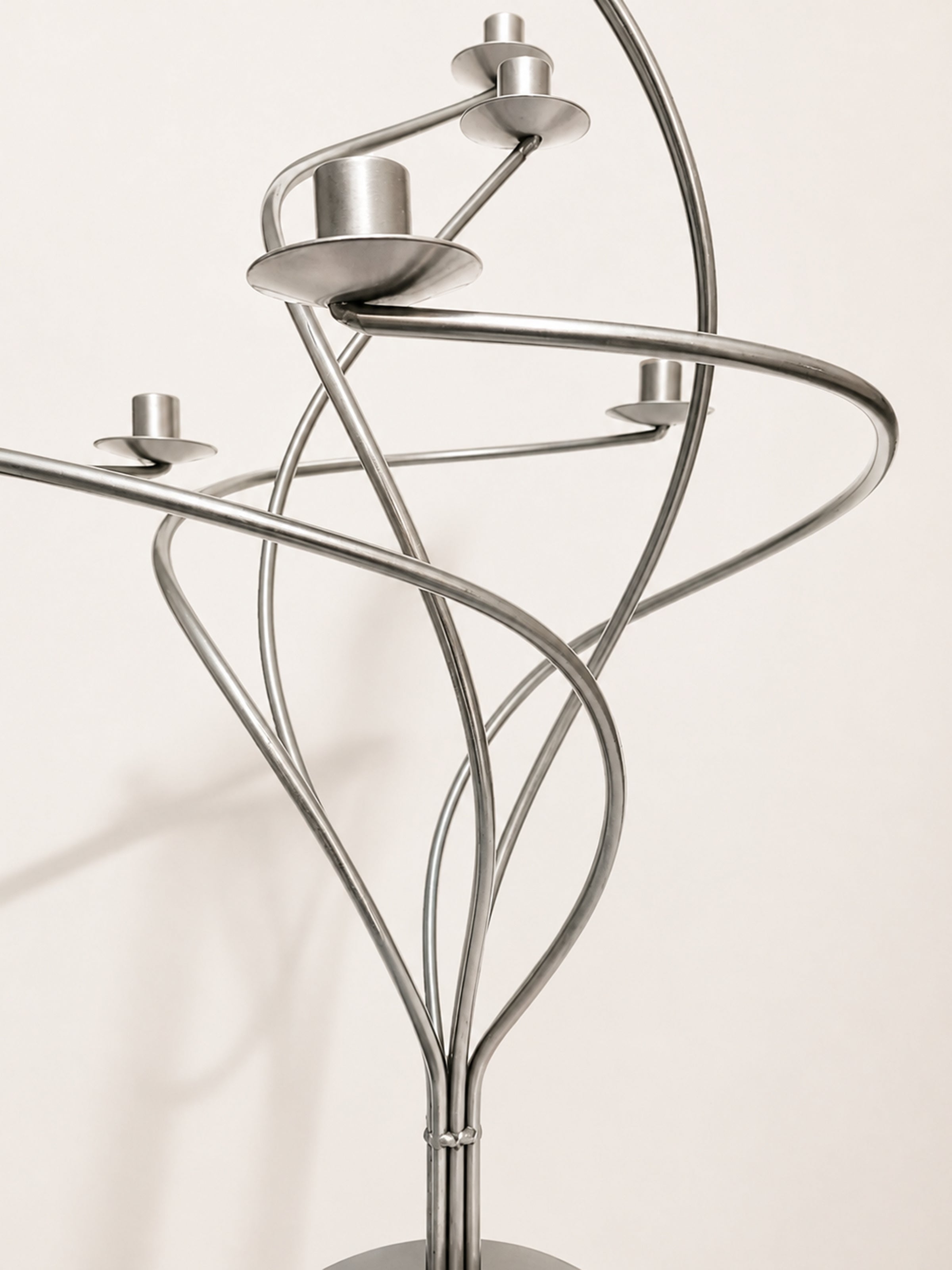 Sculptural Spiral Metal Candelabra, 1980s — side angle