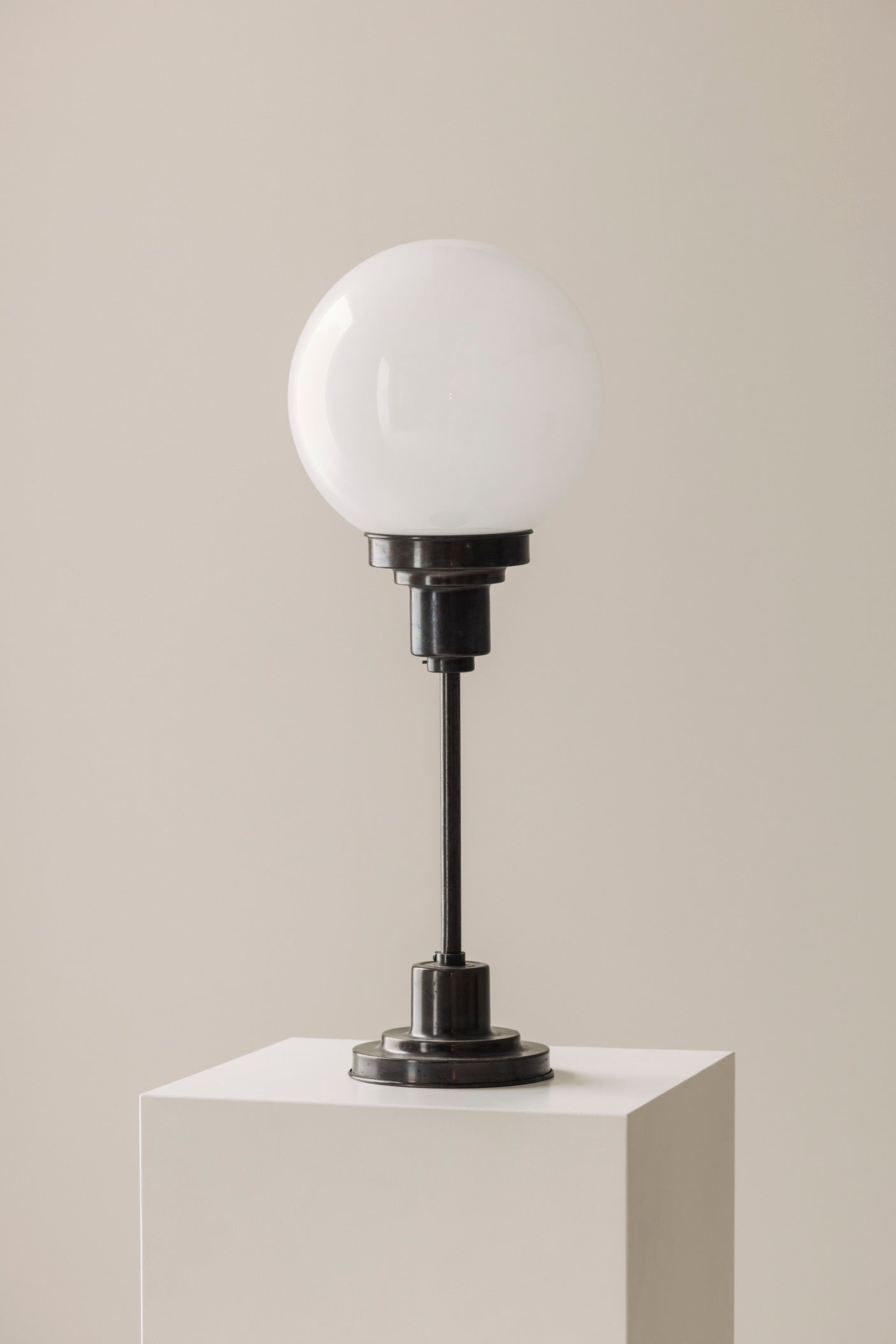 Opaline Art Deco Table Lamp, Sweden 1930s. — side angle