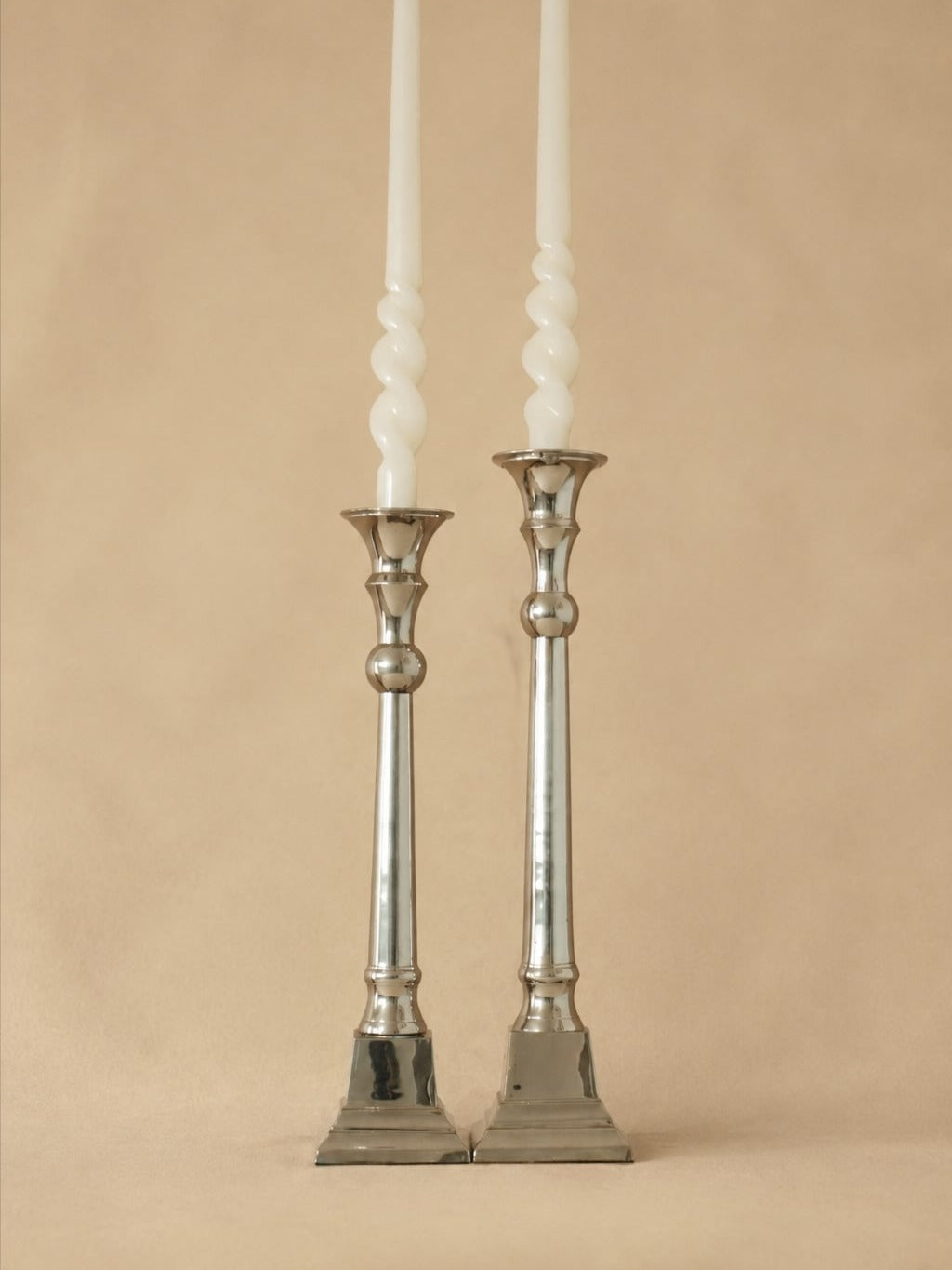 Set of 2 Art Deco Candle Holders — side angle