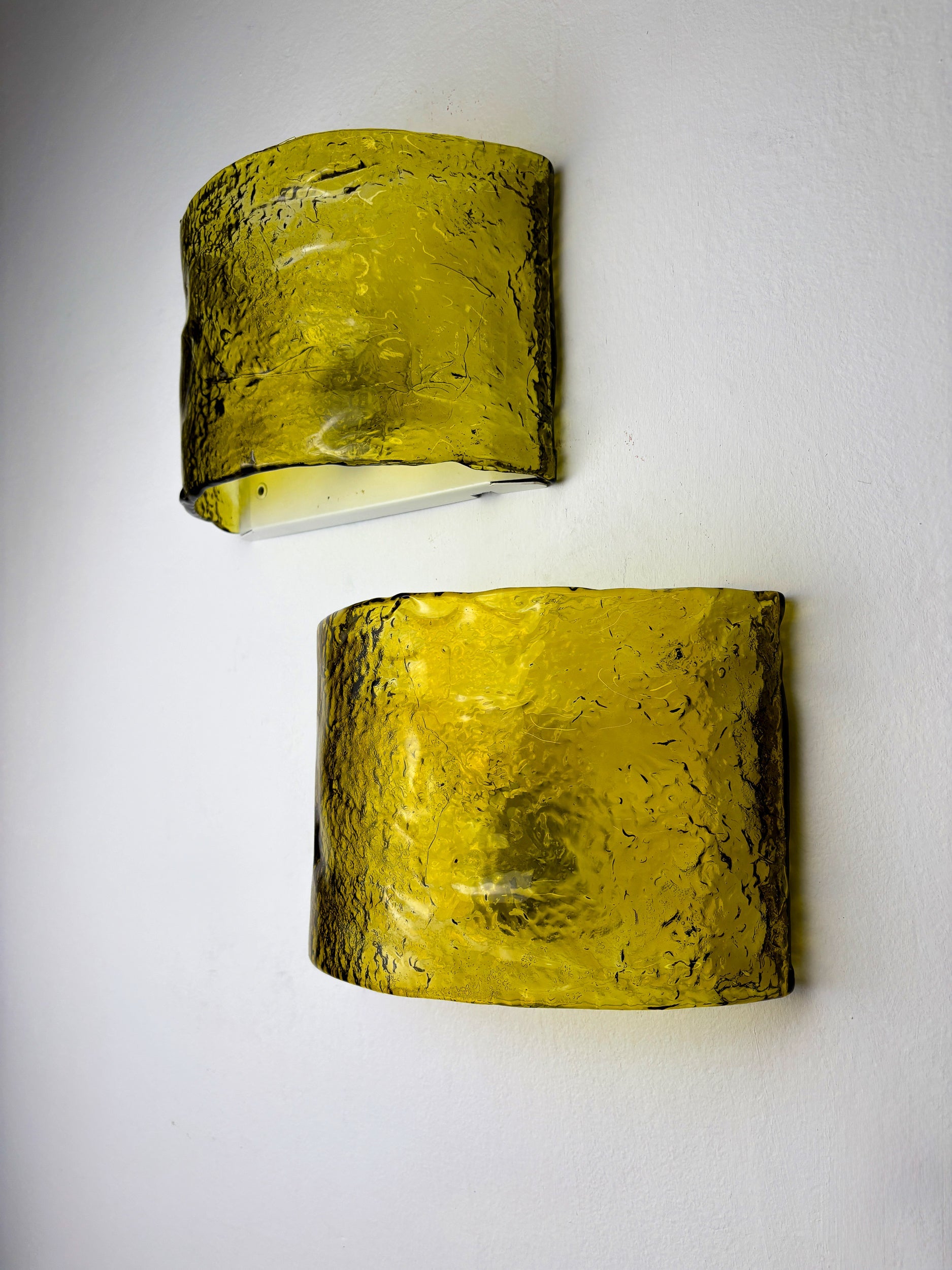 Pair of Carlo Nason for Mazzega Murano Glass Wall Sconces, Italy Circa 1970s — side angle