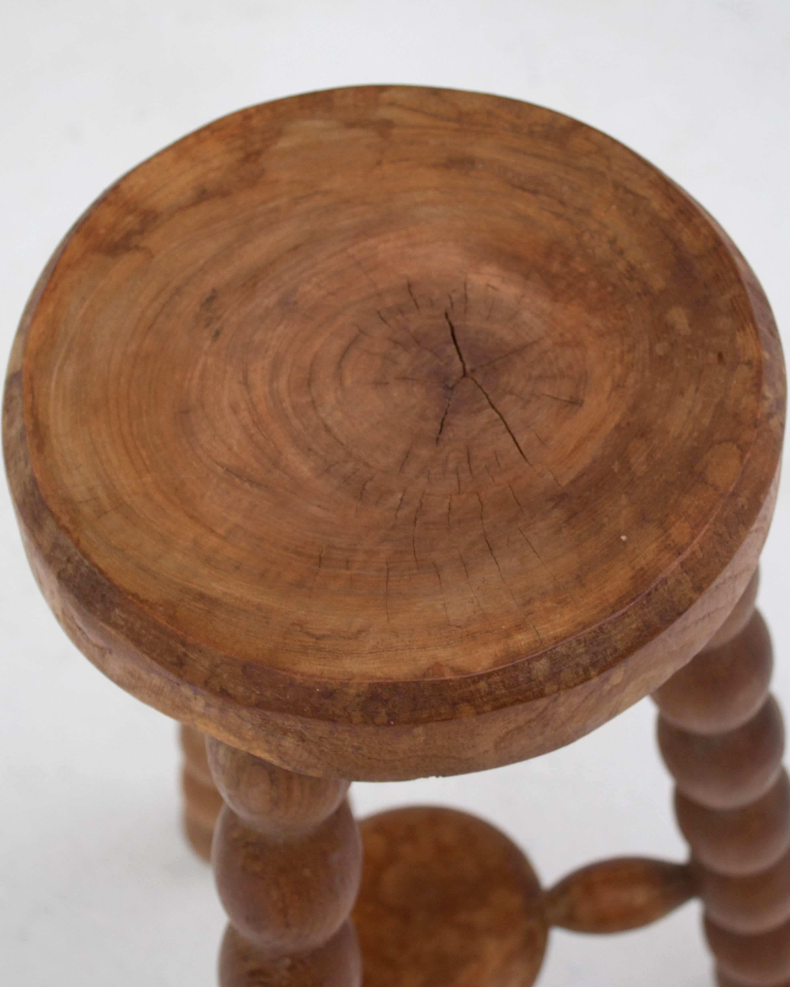 French Bobbin Leg Wooden Stool, 1950s