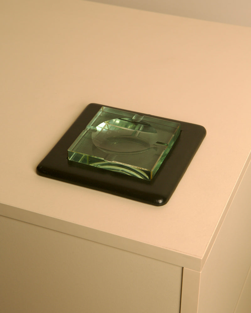 Square Italian Ashtray by Fontana Arte, 1960s | The Oblist — glass and black base