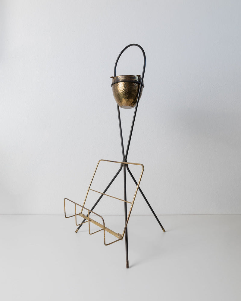 Brass Magazine Rack and Ashtray 1960s by Bottega Jacobs | The Oblist — vintage brass and black metal