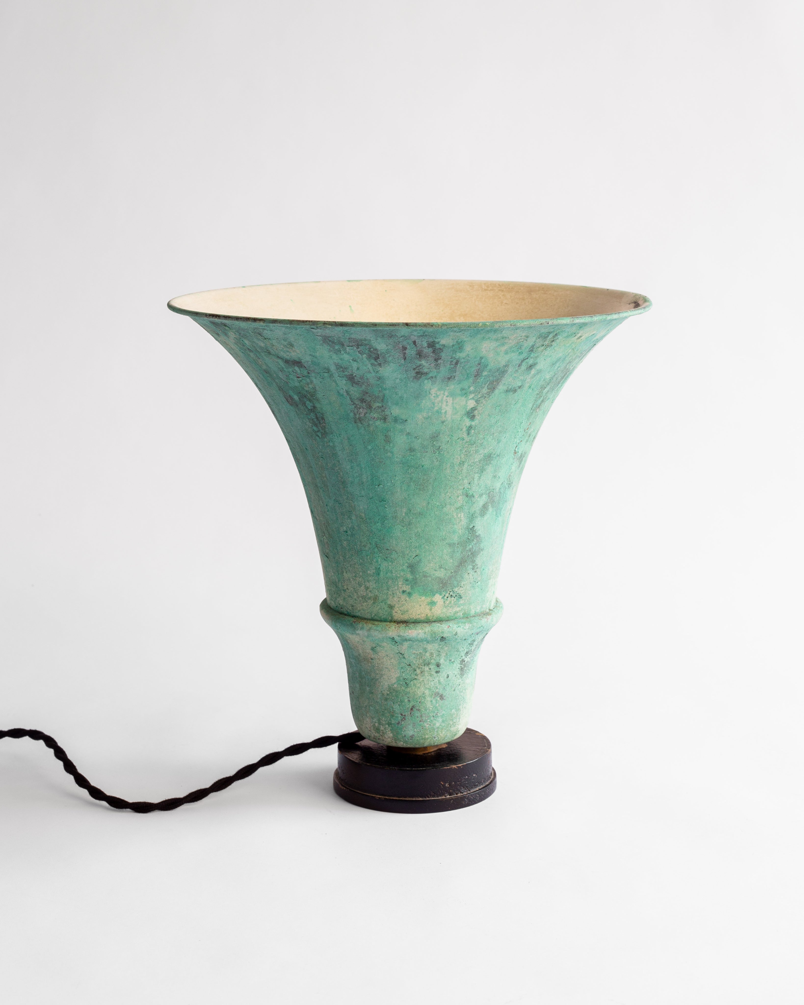 Art Deco Uplighter with Verdigris Patina, 1930s — lifestyle setting