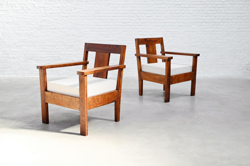 Pair of French Modernist Teak Armchairs, 1960s by Introverso | The Oblist