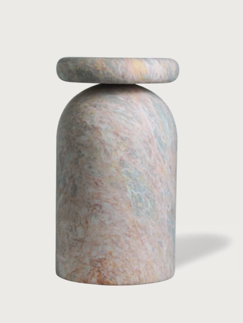 Cult Stool/ Side Table, Marble or Onyx — close-up